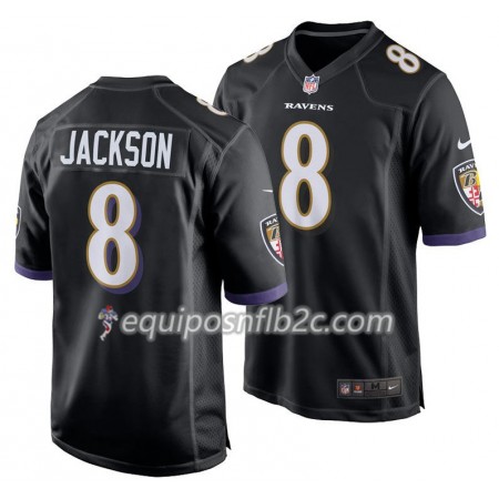 Camiseta Hombre NFL Baltimore Ravens Lamar Jackson 8 Nike Negro